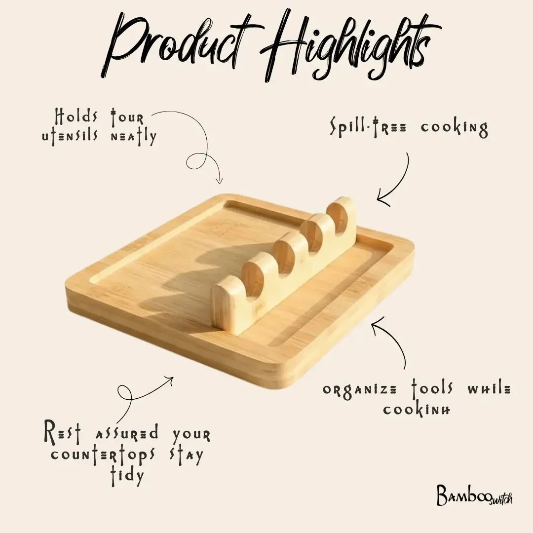 Bamboo Utensil Rest | With Sections - Image 2