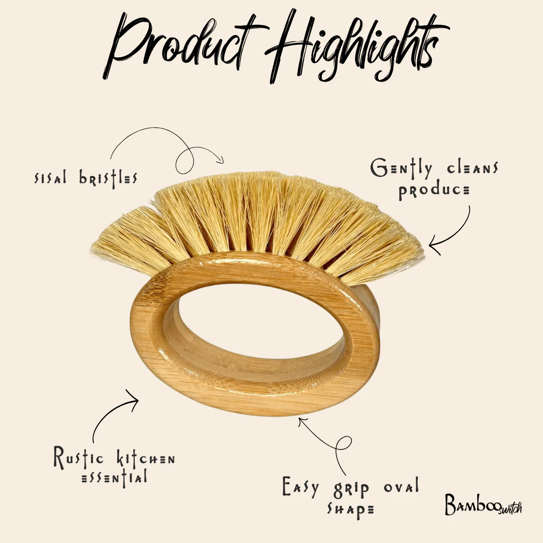 Bamboo Veggie Cleaning Brush | Oval - Image 2