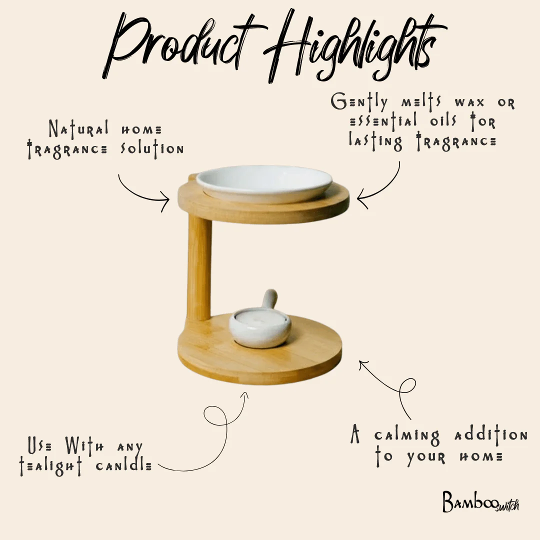 Bamboo Wax Melt Burner | Modern Rod - Image 3