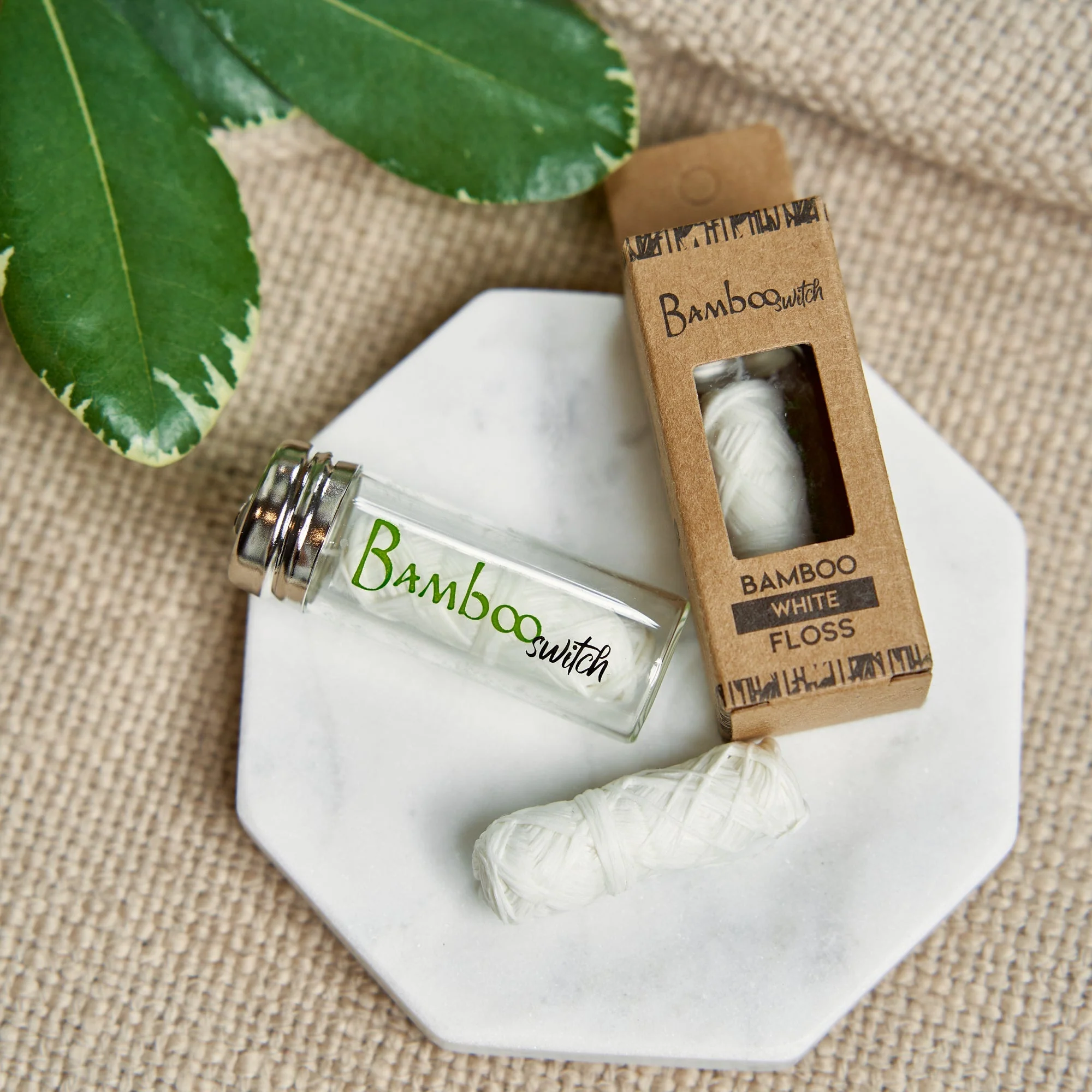 Bamboo White Floss in Glass Container - Image 2