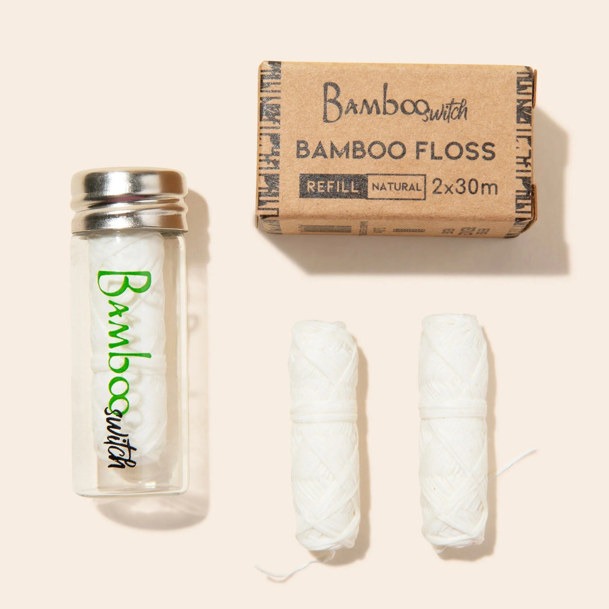 Bamboo White Floss in Glass Container - Image 5