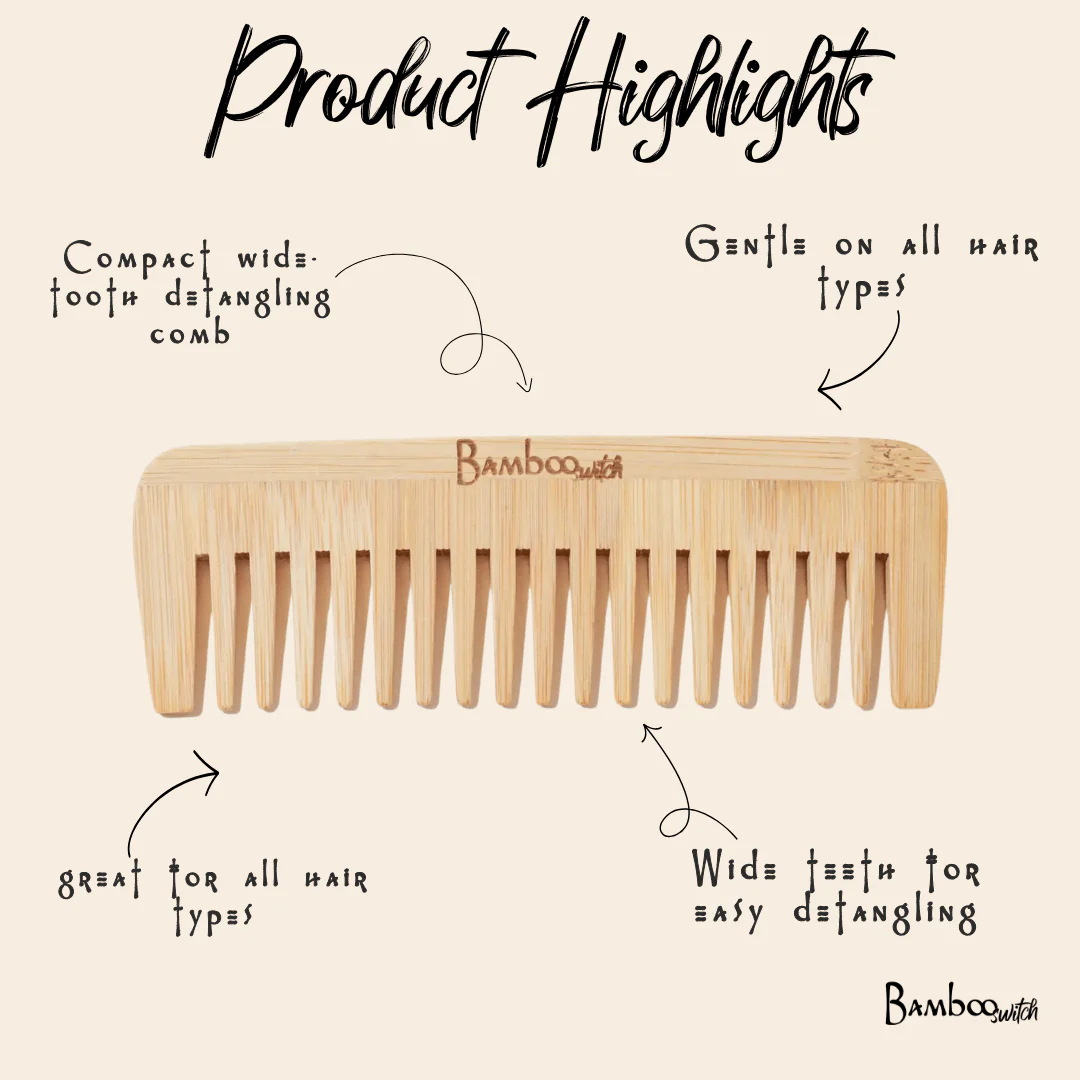 Bamboo Wide Tooth Comb | Compact - Image 4