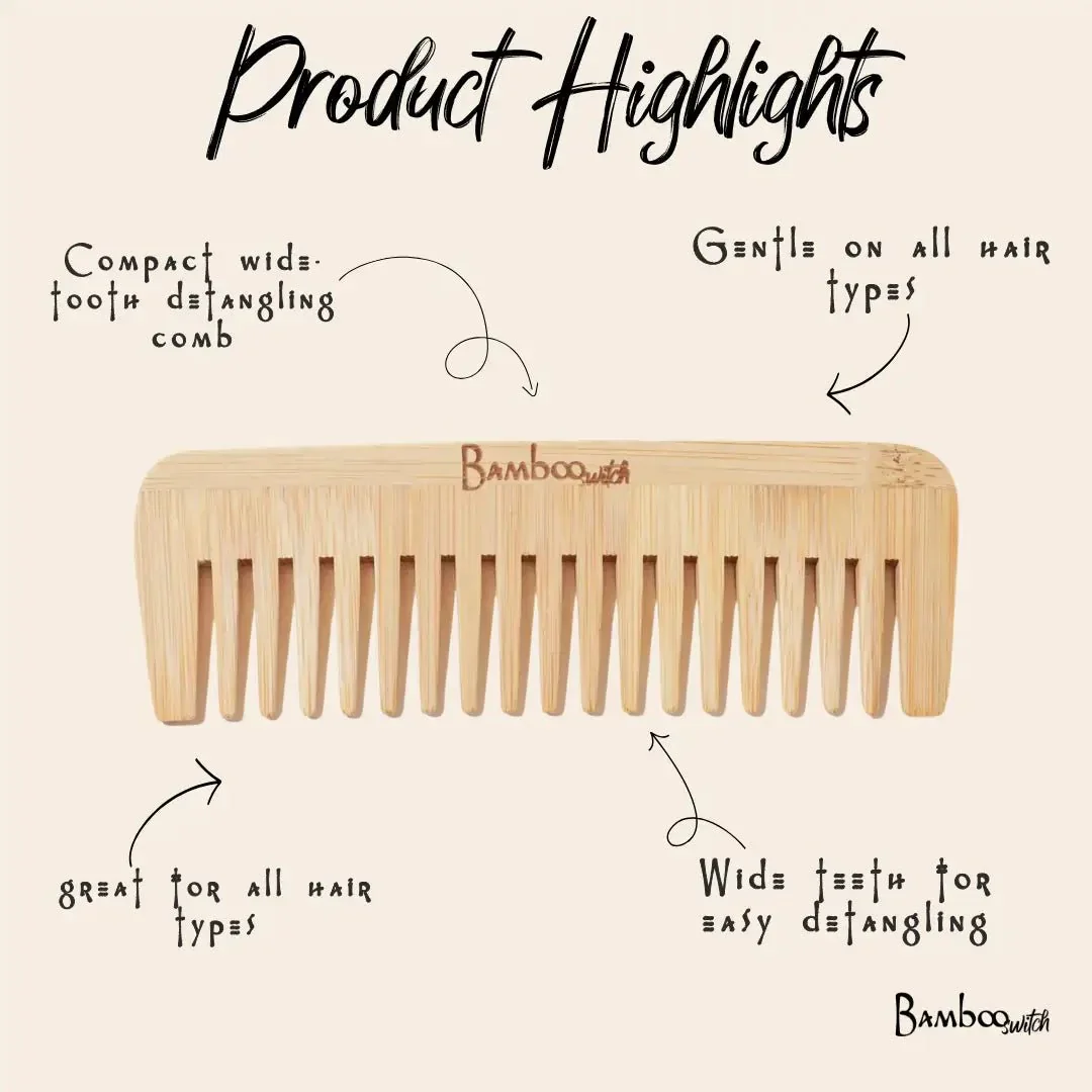 Bamboo Wide Tooth Comb | Pointed Tips - Image 5
