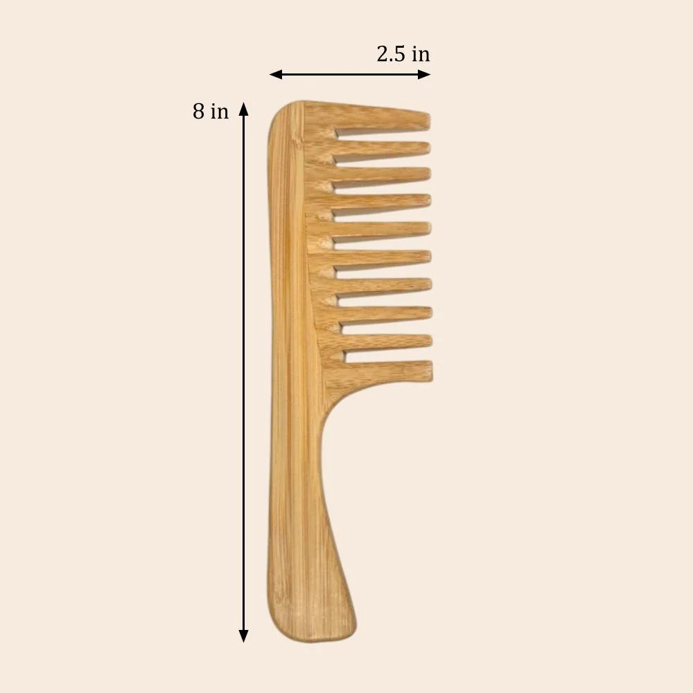 Bamboo Wide Tooth Comb with Handle | Flat Tips - Image 6