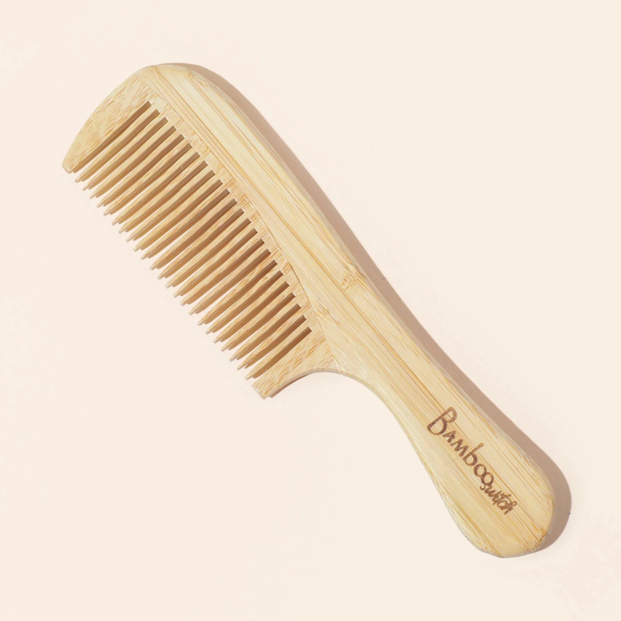 Bamboo Wide Tooth Comb with Handle | Pointed Tips - Image 4