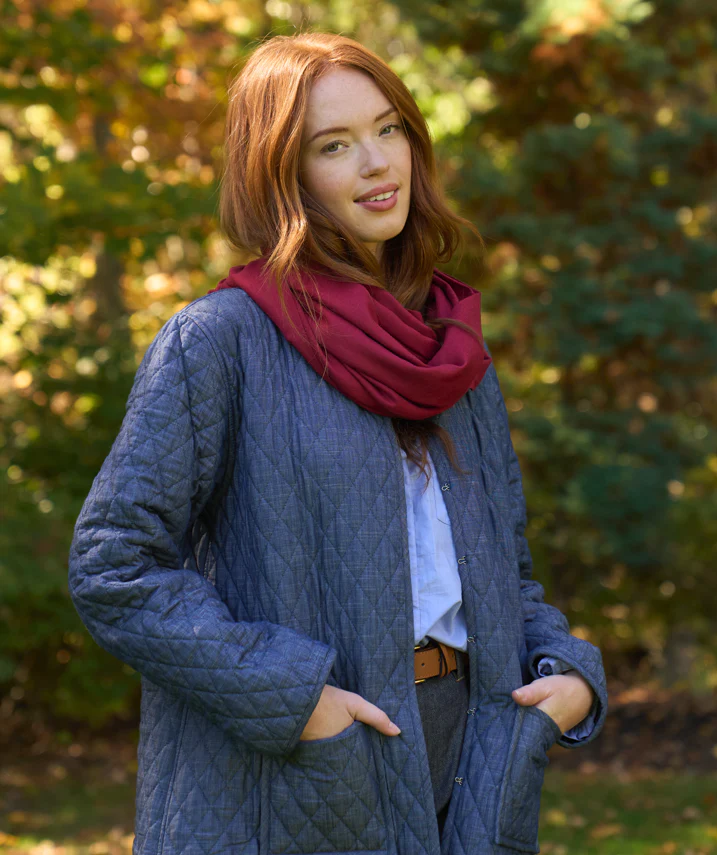 Bedford Recycled Cashmere Wrap Scarf - Bordeaux - Image 3