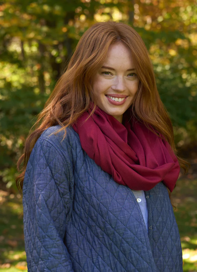 Bedford Recycled Cashmere Wrap Scarf - Bordeaux - Image 4