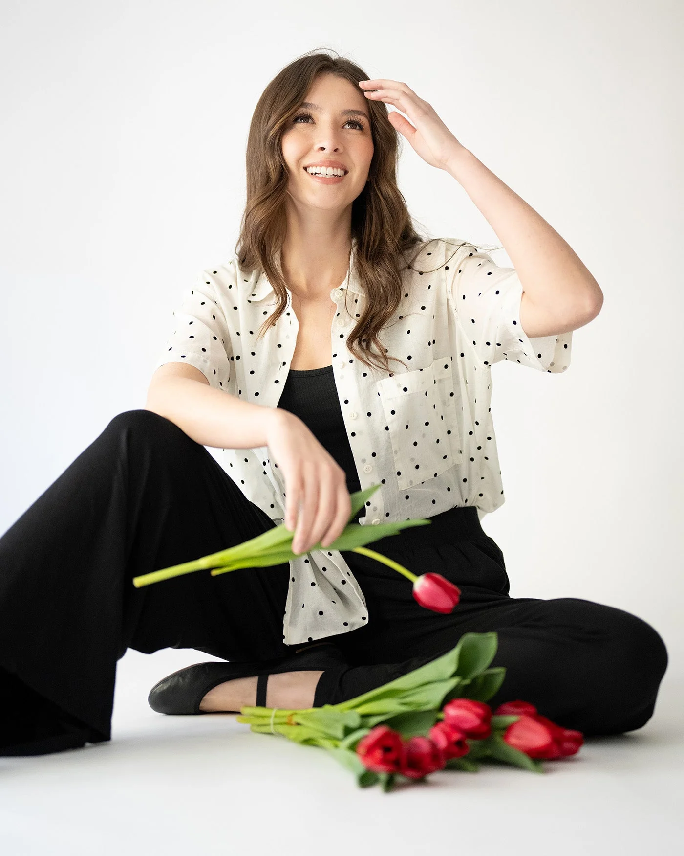 Bernadette Camp Shirt - Flocked Dot - Image 5