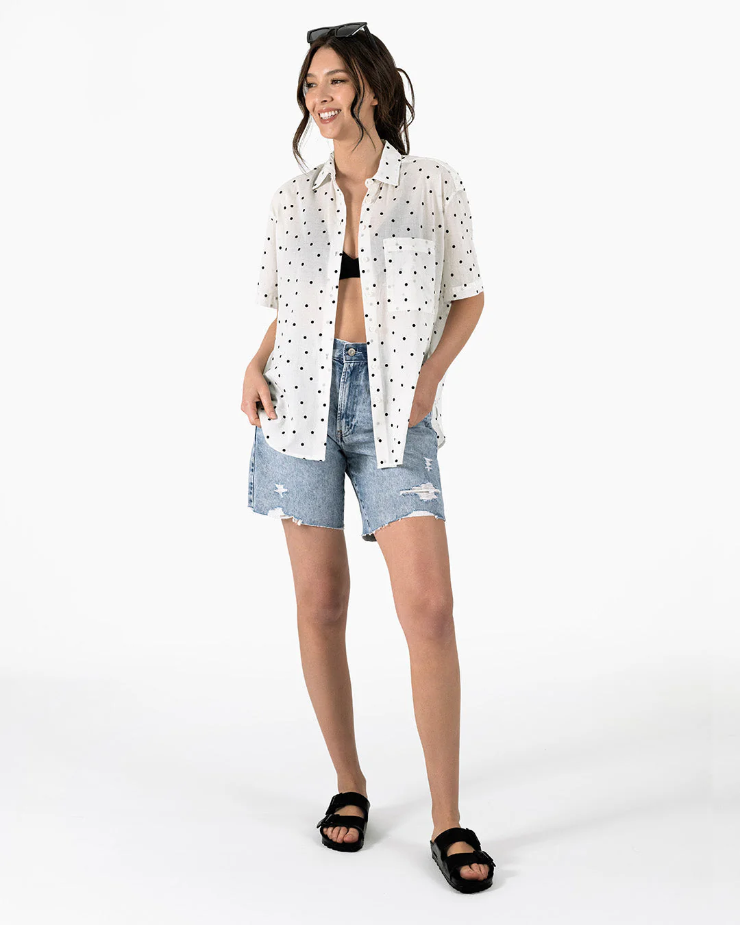 Bernadette Camp Shirt - Flocked Dot - Image 6