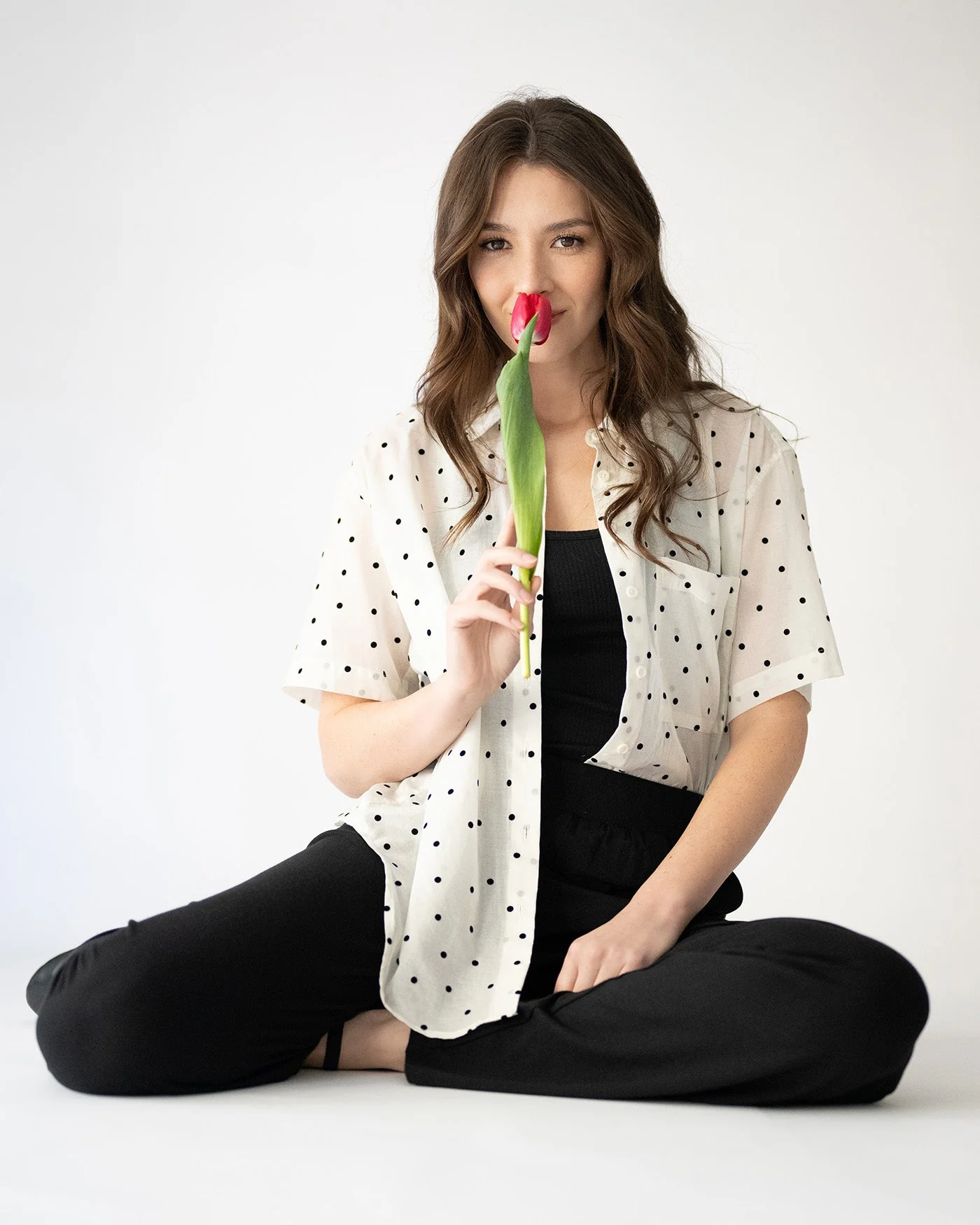 Bernadette Camp Shirt - Flocked Dot - Image 7