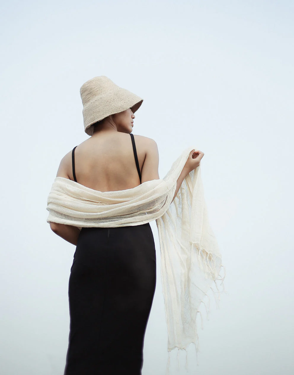 Blanco Hand-loomed Raw Cotton Scarf - Image 2