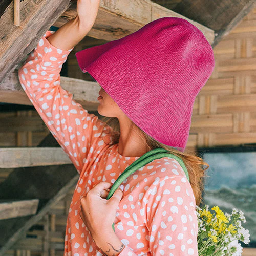 BLOOM Crochet Hat In Hot Pink - Image 2