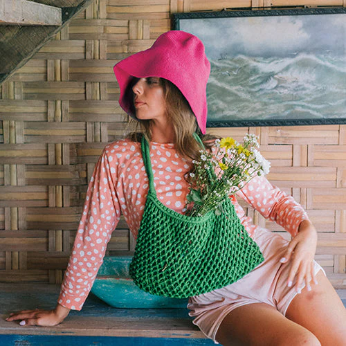 BLOOM Crochet Hat In Hot Pink - Image 3