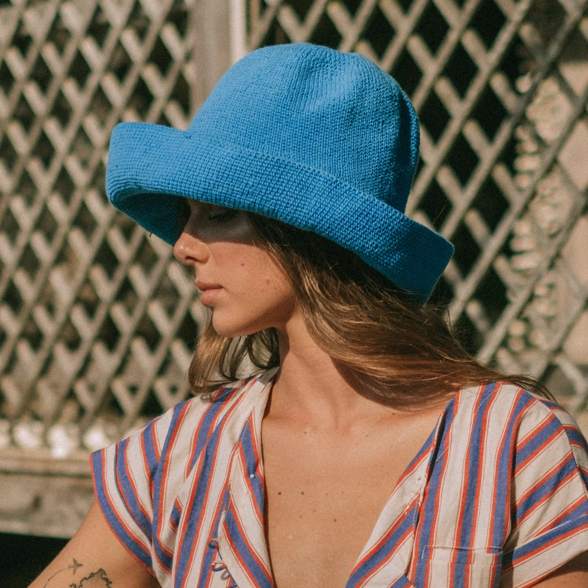 BLOOM Crochet Hat in Mosaic Blue - Image 2