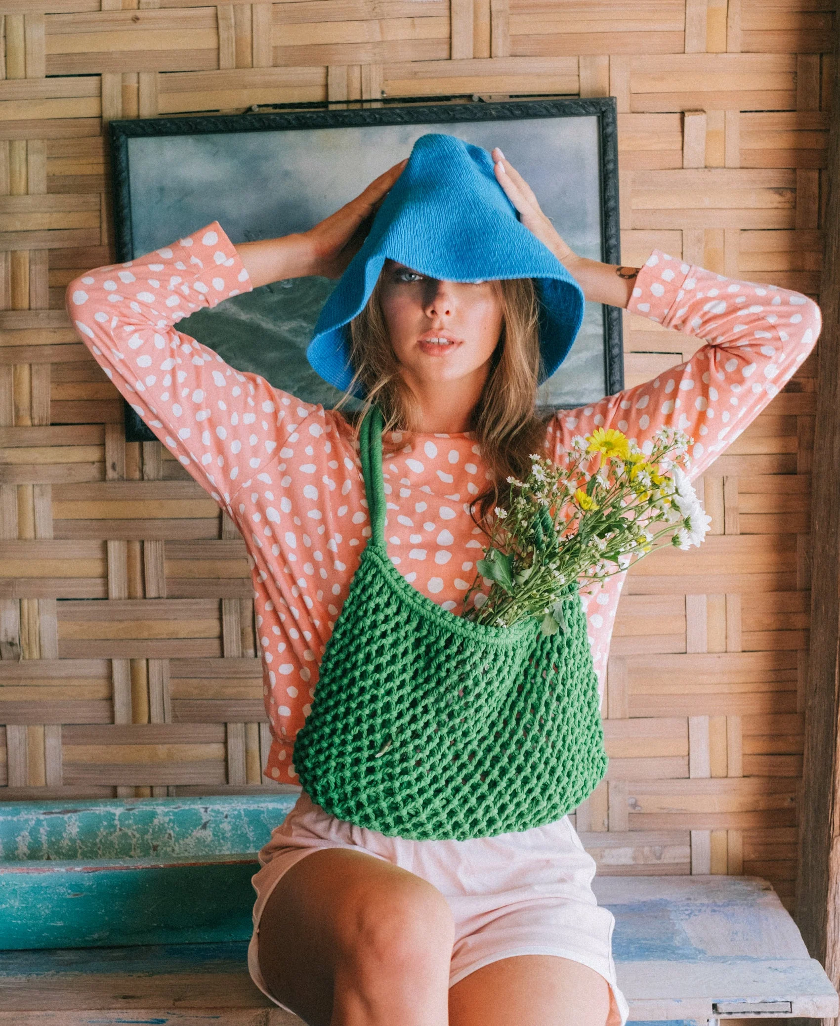 BLOOM Crochet Hat in Mosaic Blue - Image 3