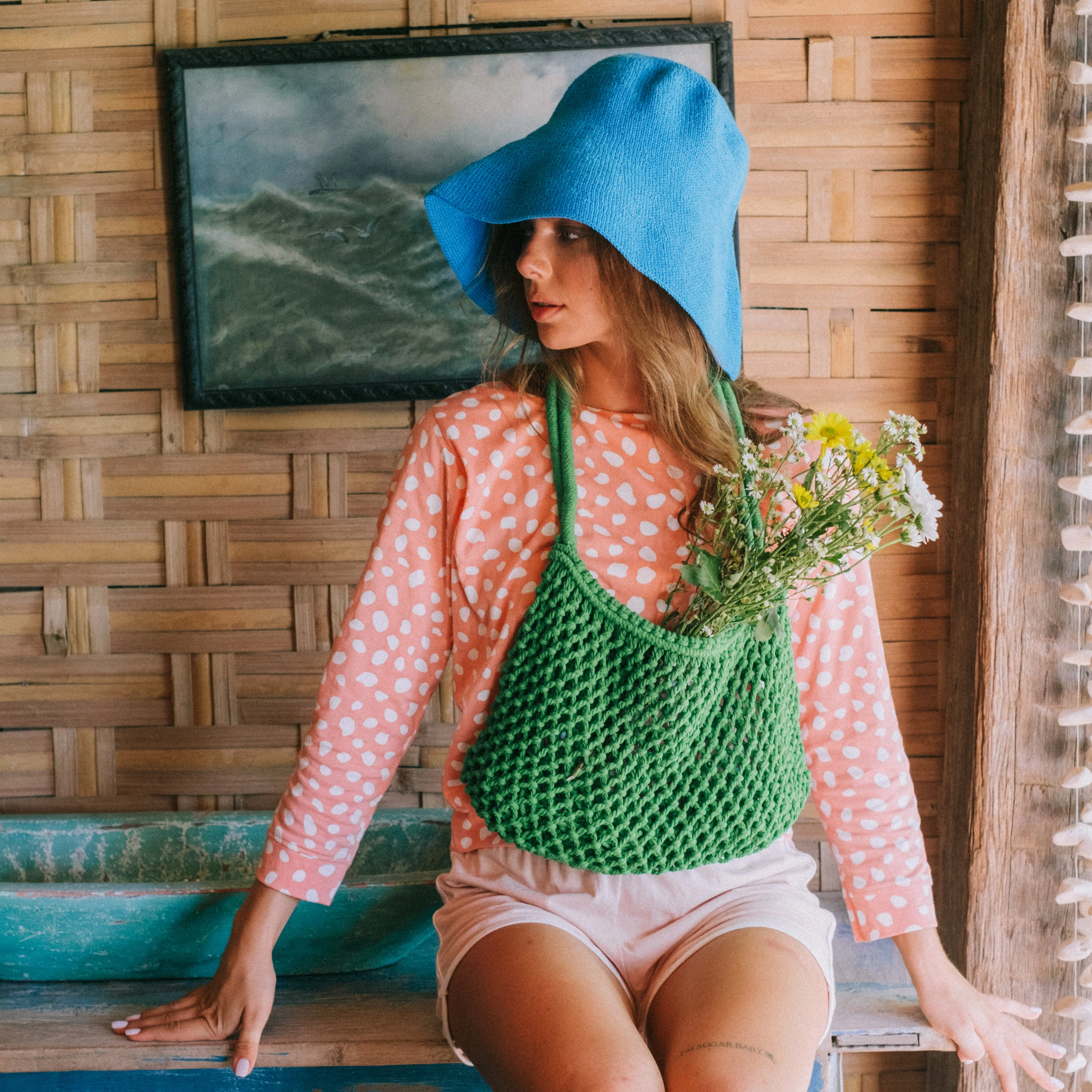 BLOOM Crochet Hat in Mosaic Blue - Image 4