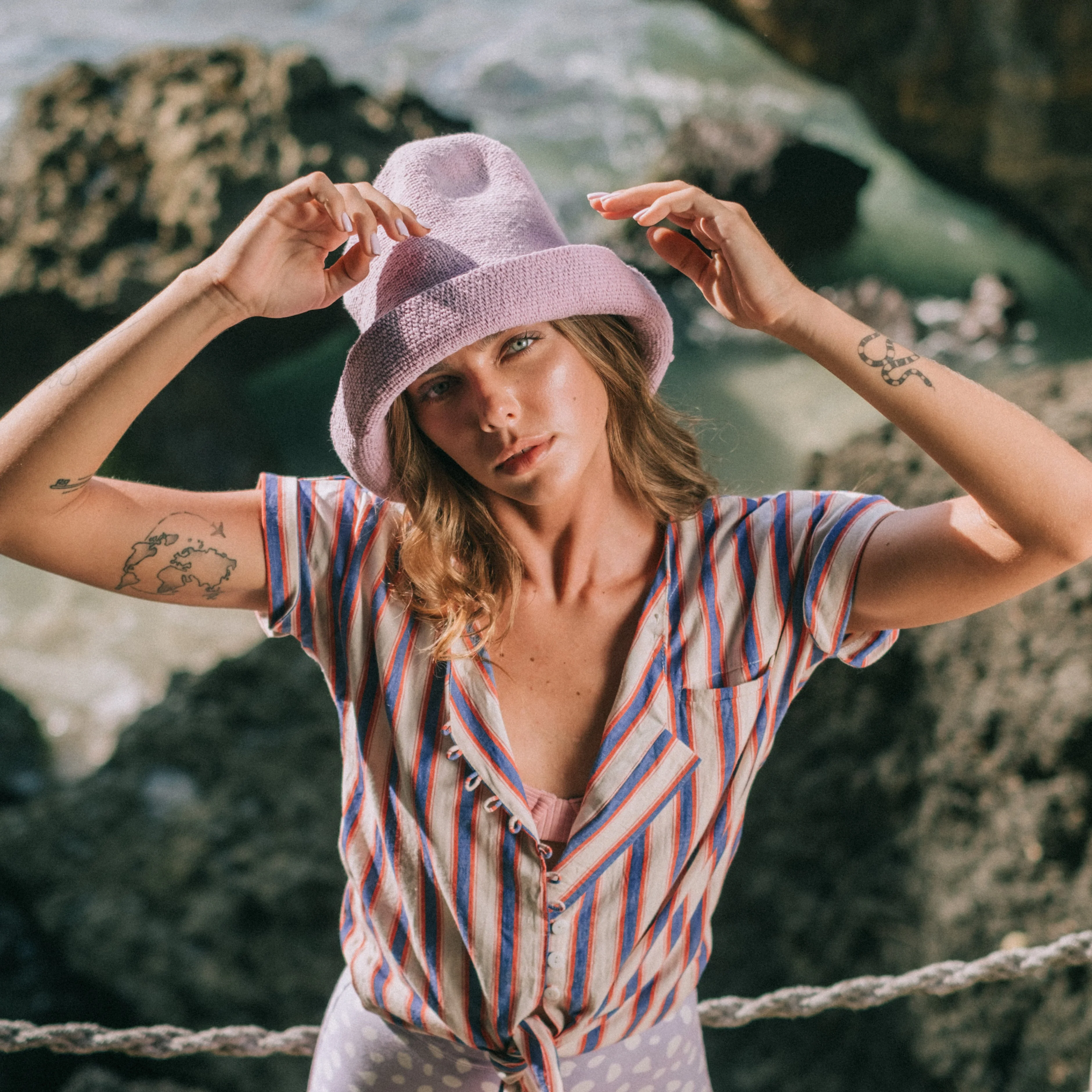 BLOOM Crochet Sun Hat In Lilac Purple - Image 2