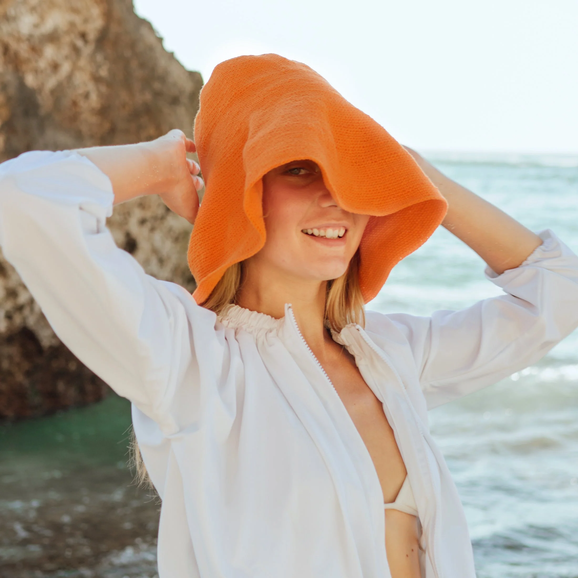 BLOOM Crochet Sun Hat In Tangerine Orange - Image 5