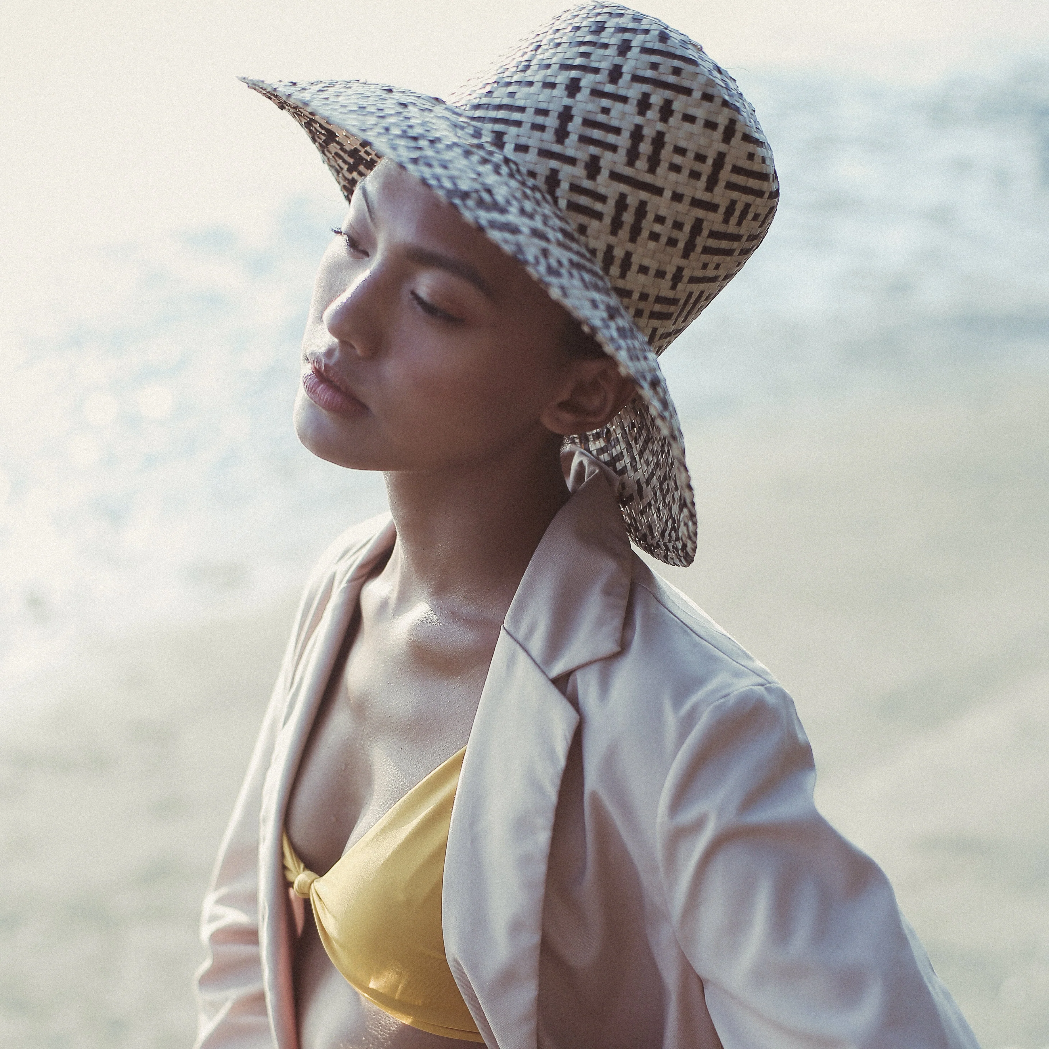 Borneo Fisherman Bucket Straw Hat, in Black - Image 2