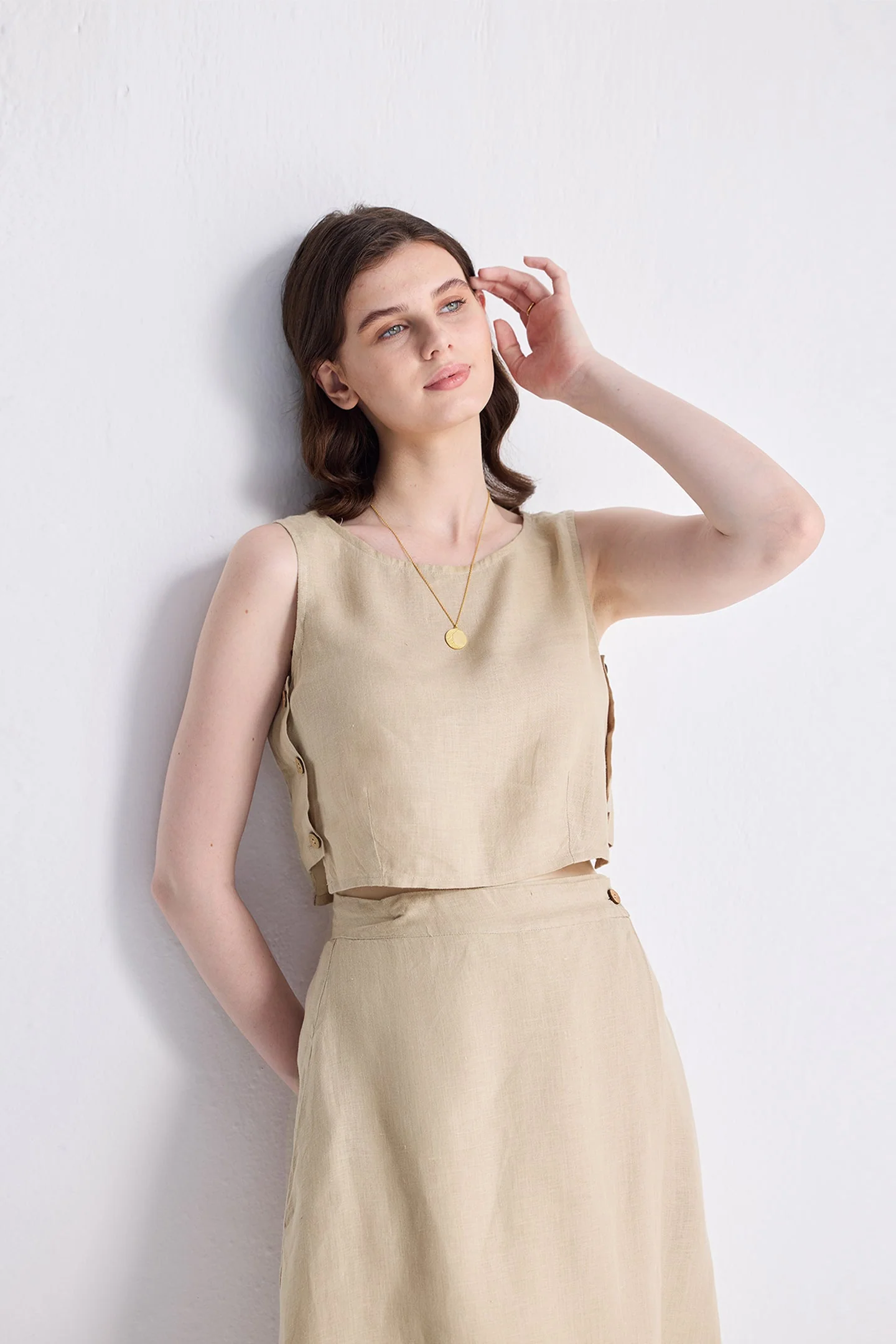 Boxy Crop Top in Neutral Beige - Image 5