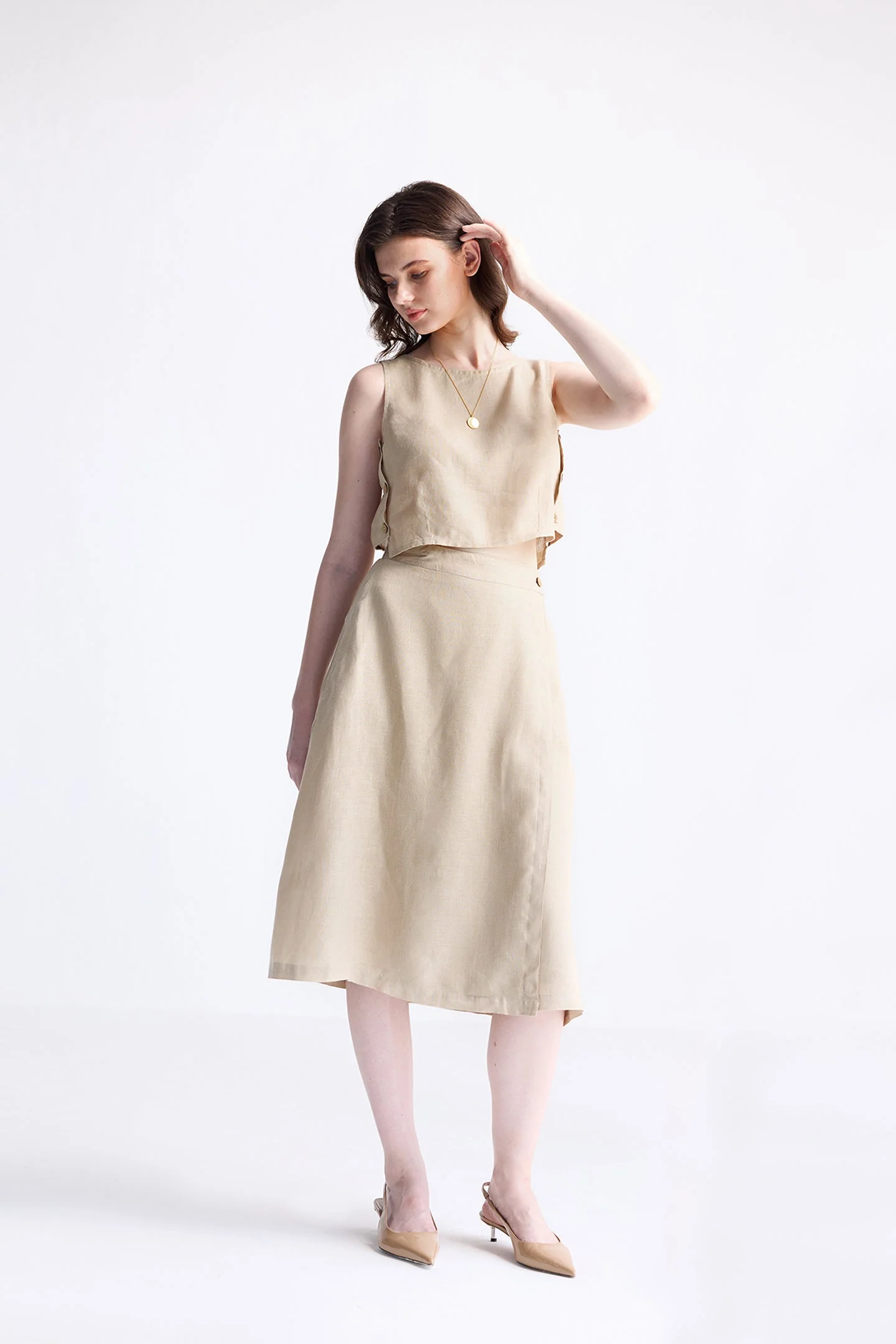 Boxy Crop Top in Neutral Beige - Image 7