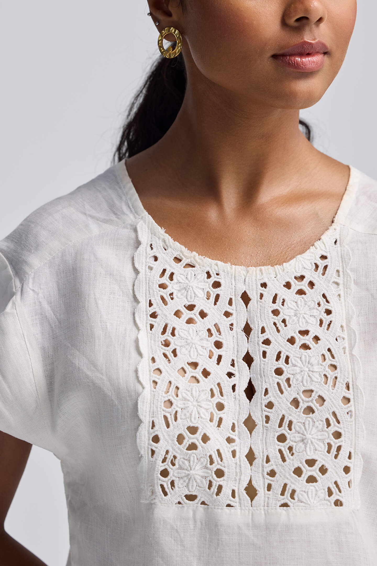 Boxy Top with Embroidered Lace Detail - Image 6