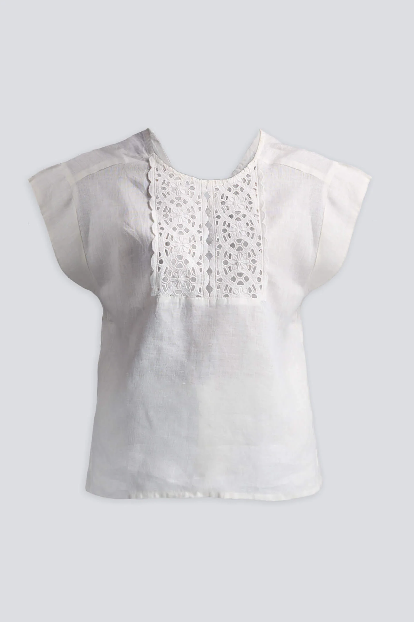 Boxy Top with Embroidered Lace Detail - Image 7
