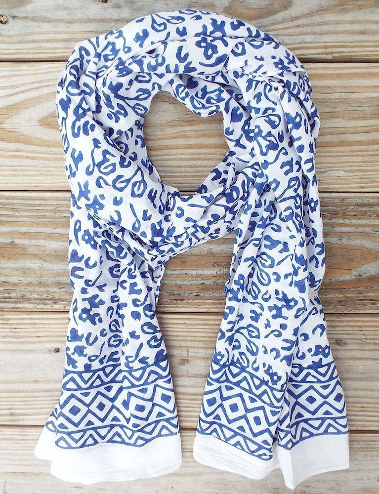 Bright Blue Abstract Scarf - Image 2