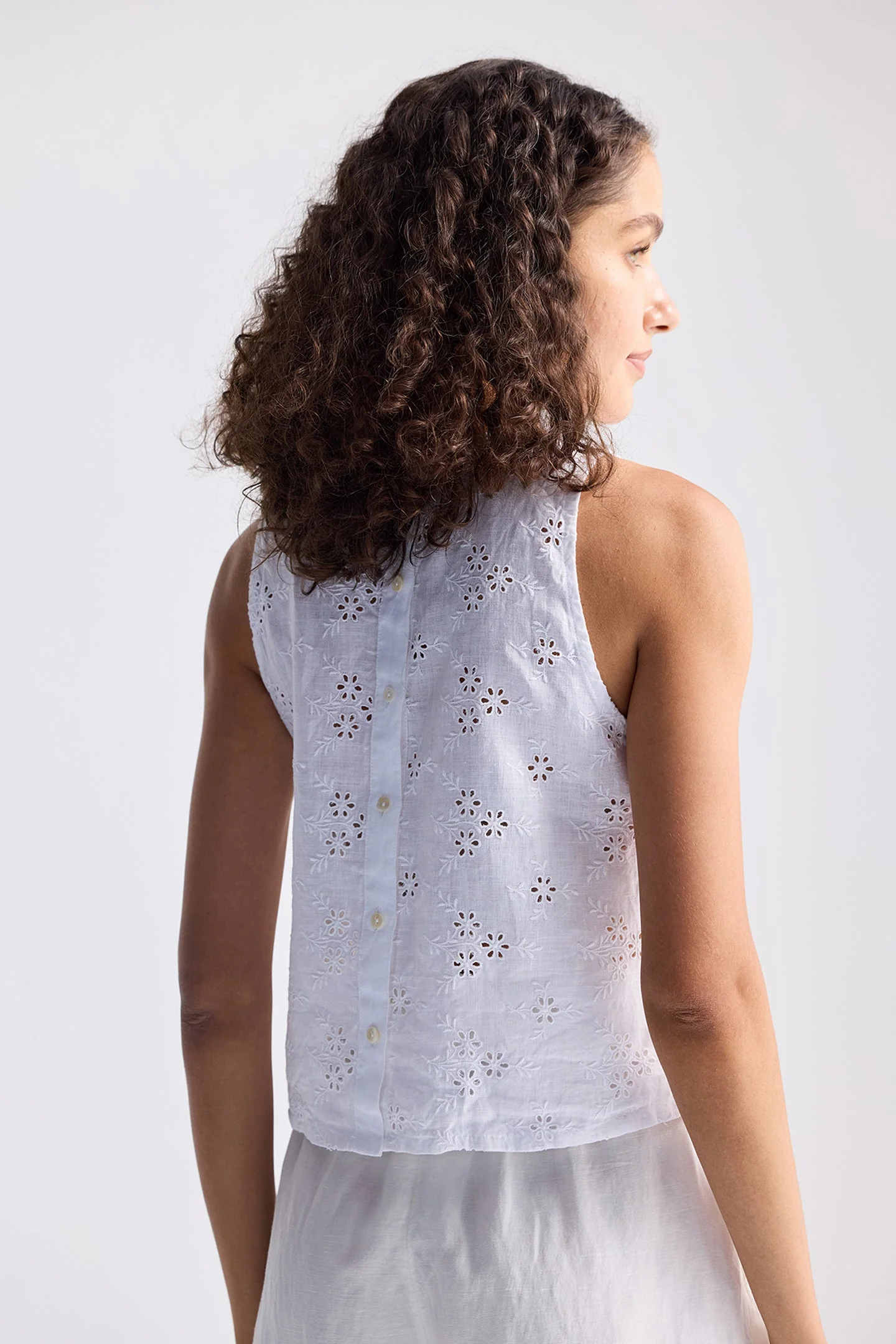 Button Back Embroidered Crop Top - Image 2