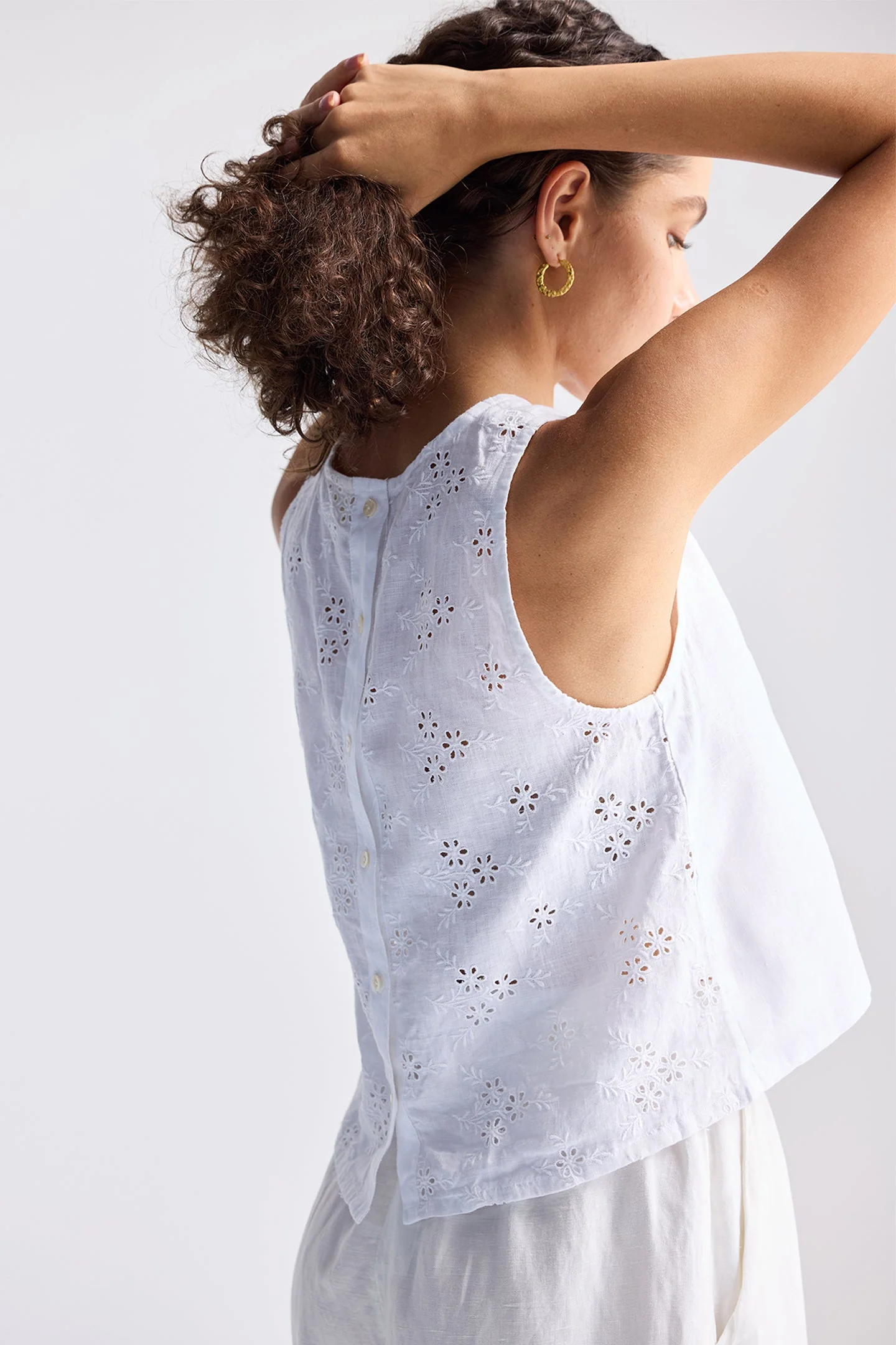 Button Back Embroidered Crop Top - Image 3