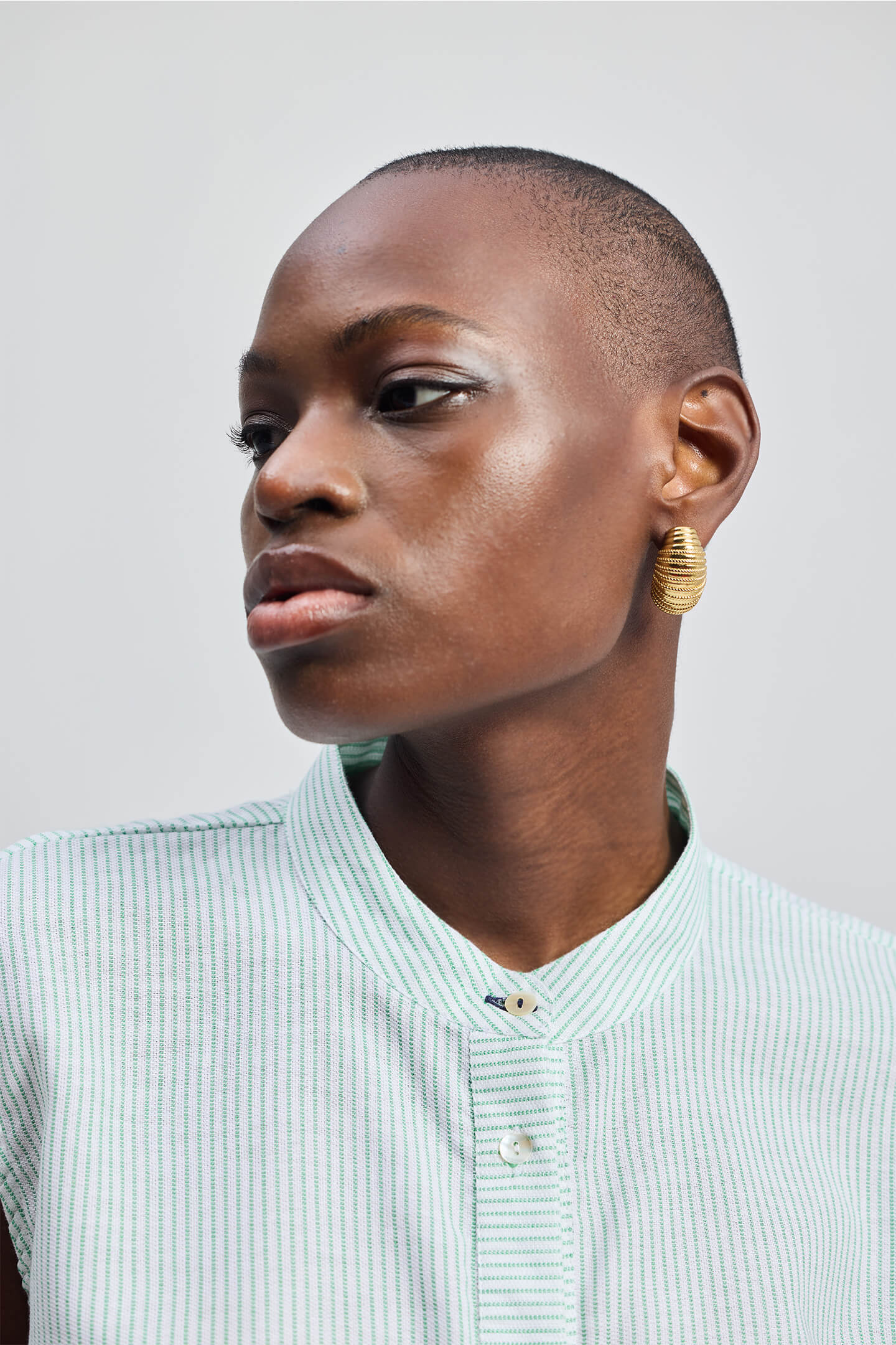 Button-down Shirt with Waist Drawstring in Stripes - Image 5