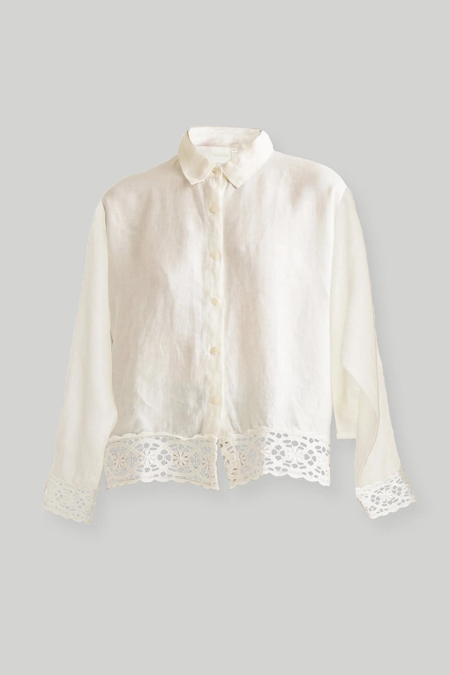 Button-down with Lace Shirt in Off-white - Image 6