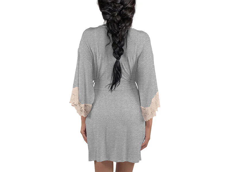 Calla Modal Kimono with Lace, Champagne / Heather Grey - Image 5