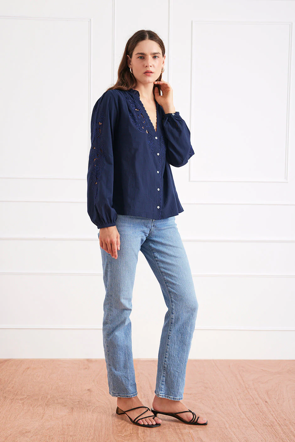 Camilla Blouse in Navy - Image 3
