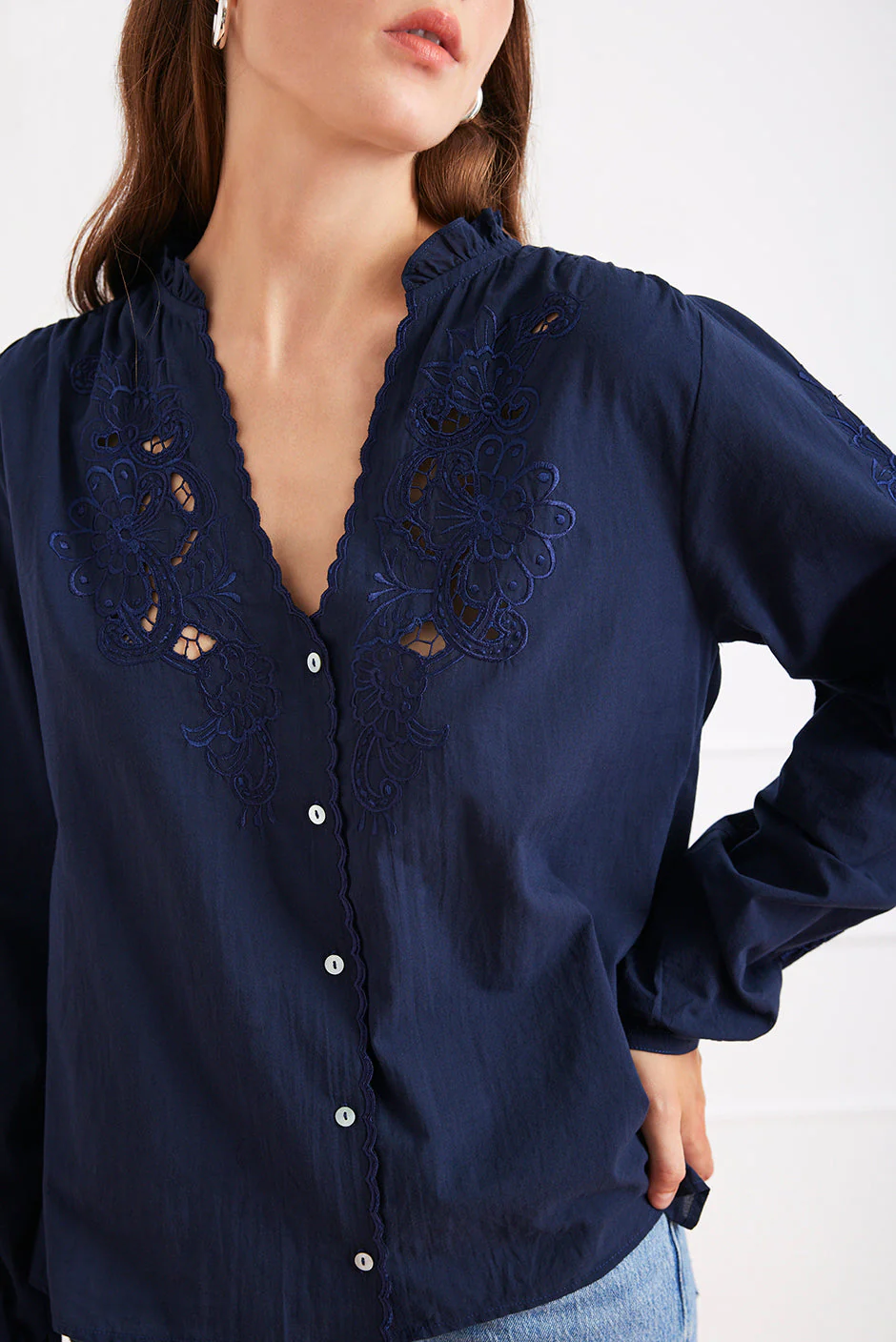 Camilla Blouse in Navy - Image 5