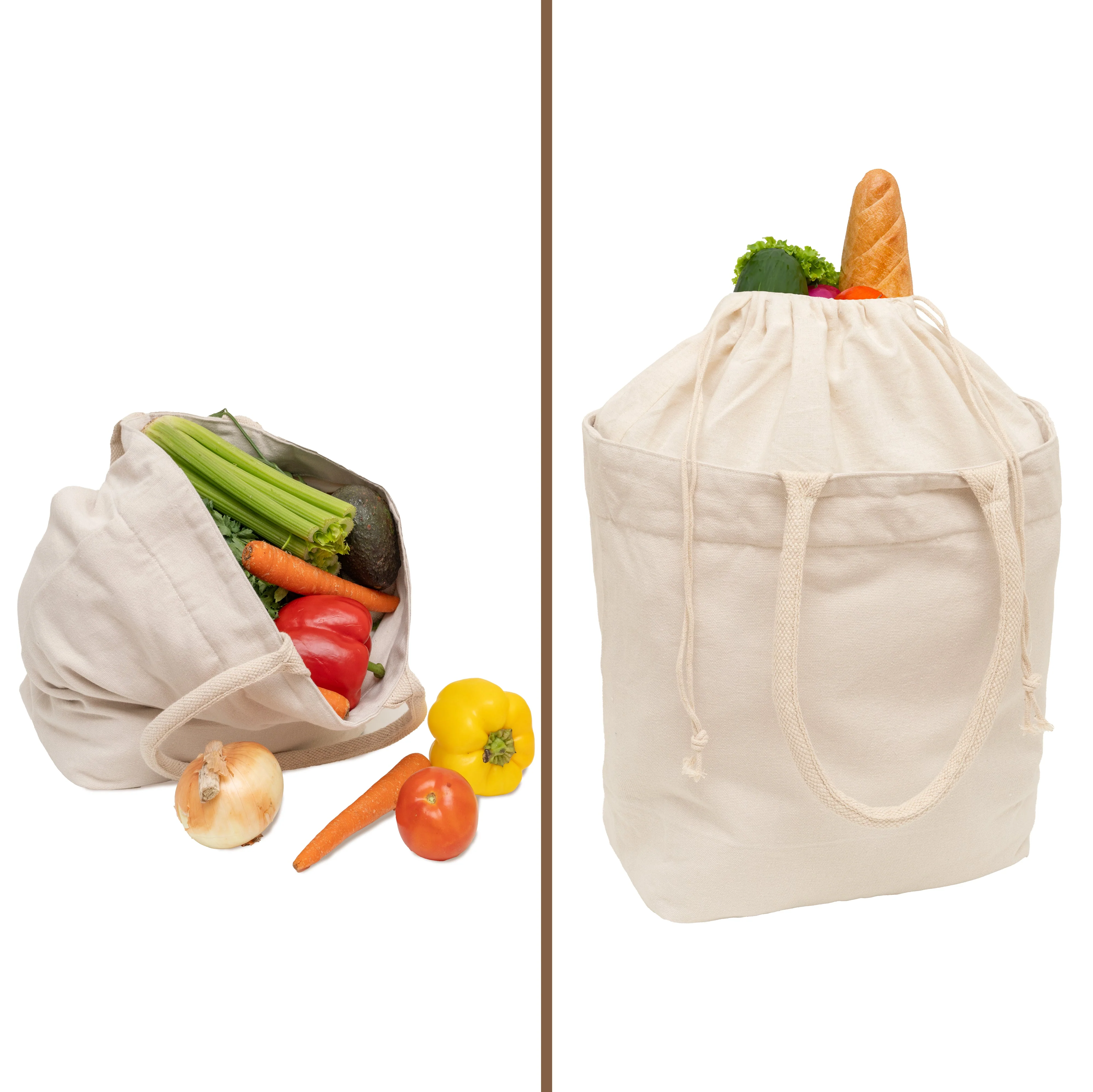 Canvas Grocery Tote with Drawstring - Image 5