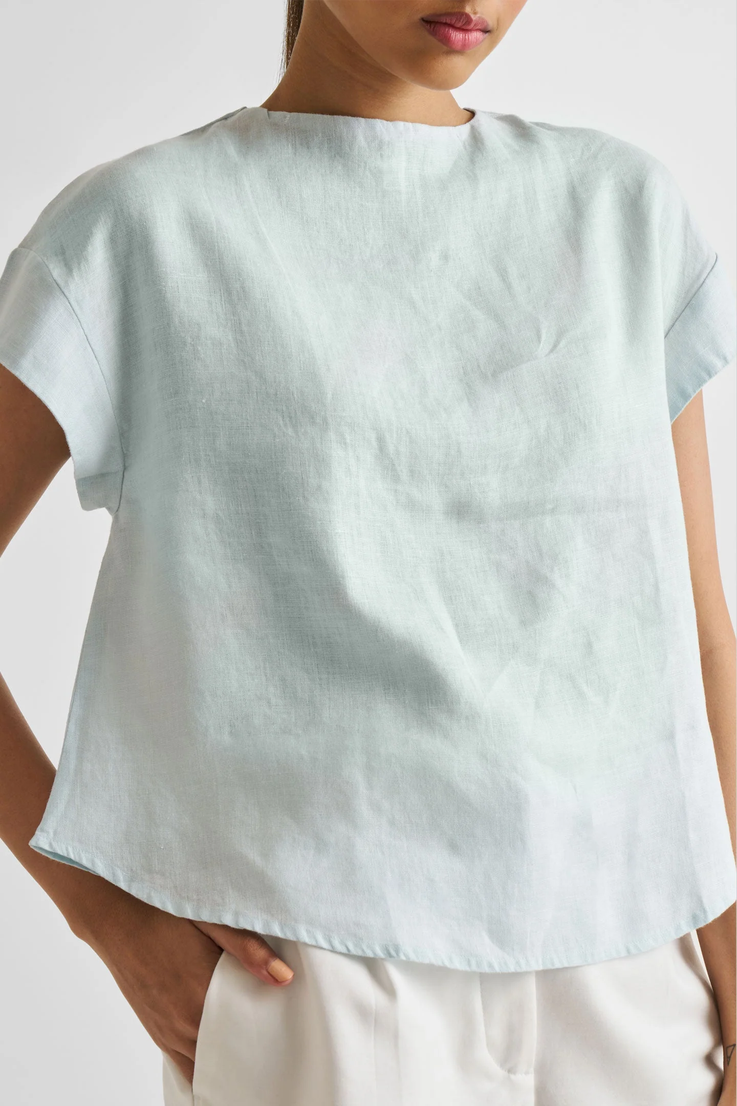 Cap Sleeved Everyday Top in Summer Blue - Image 3