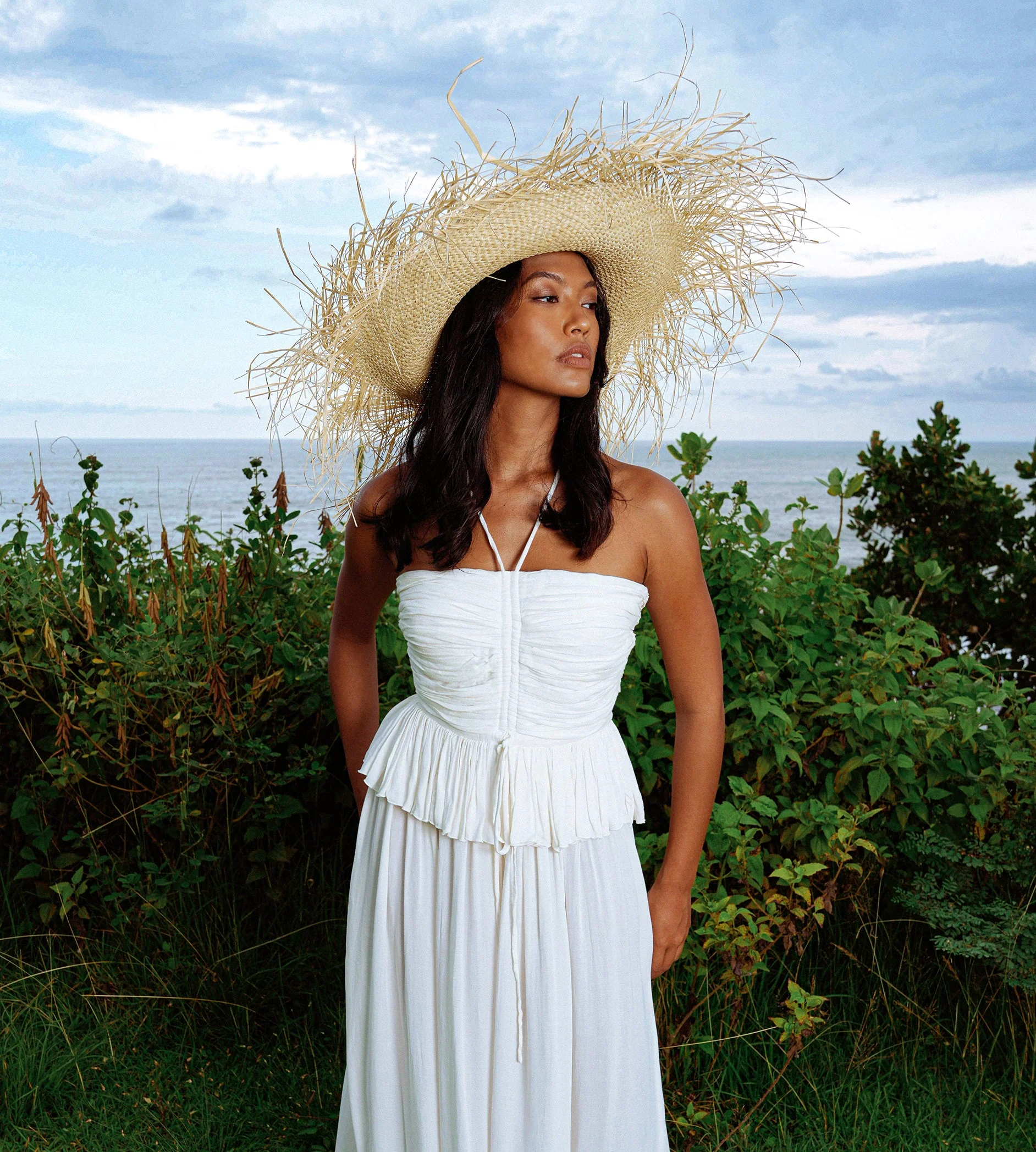CATALINA Frayed Straw Hat In Nude - Image 4
