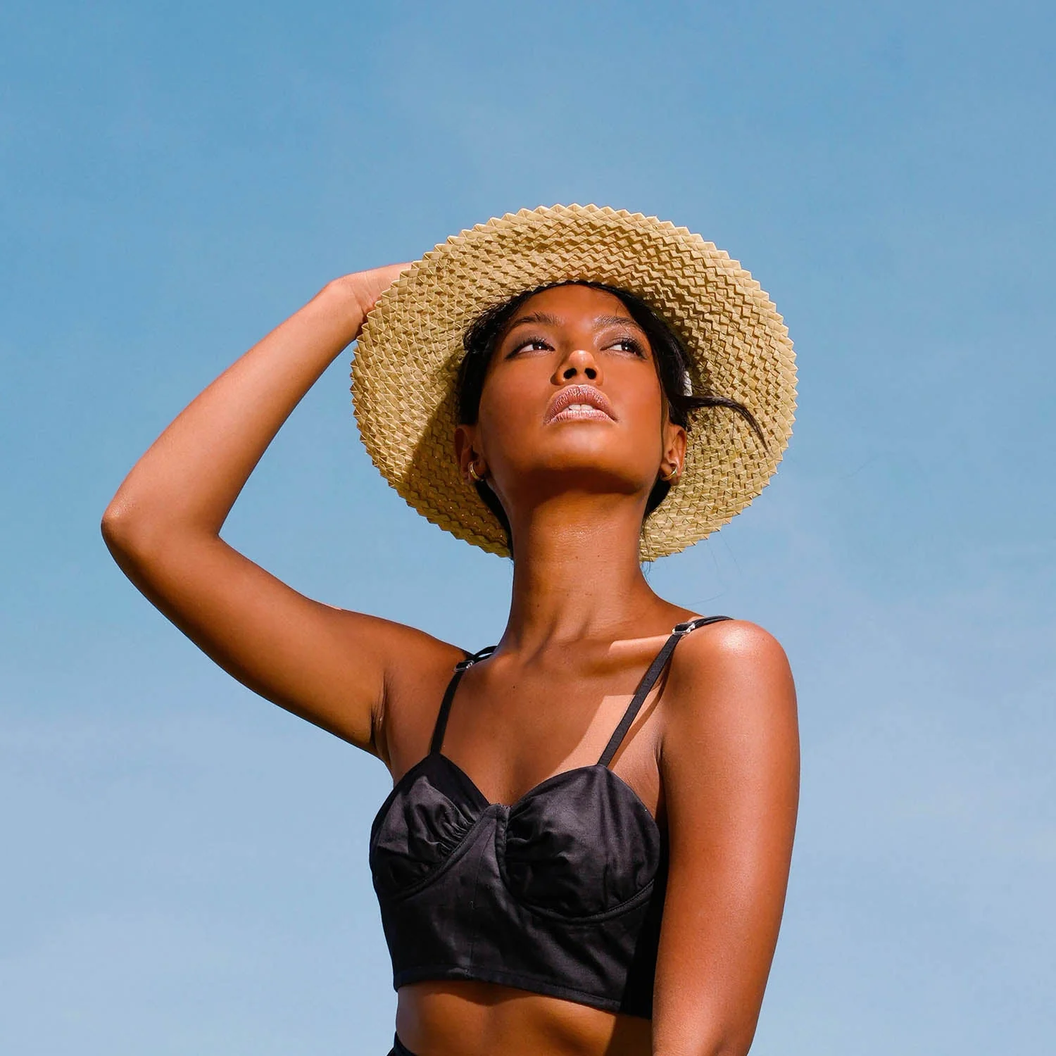 CELESTE Woven Straw Hat In Natural Beige - Image 4