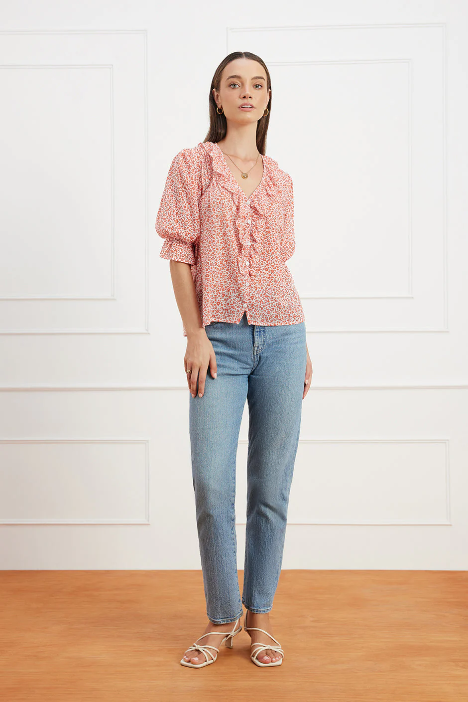 Chloe Shirt in Chili Vintage Bloom - Image 3