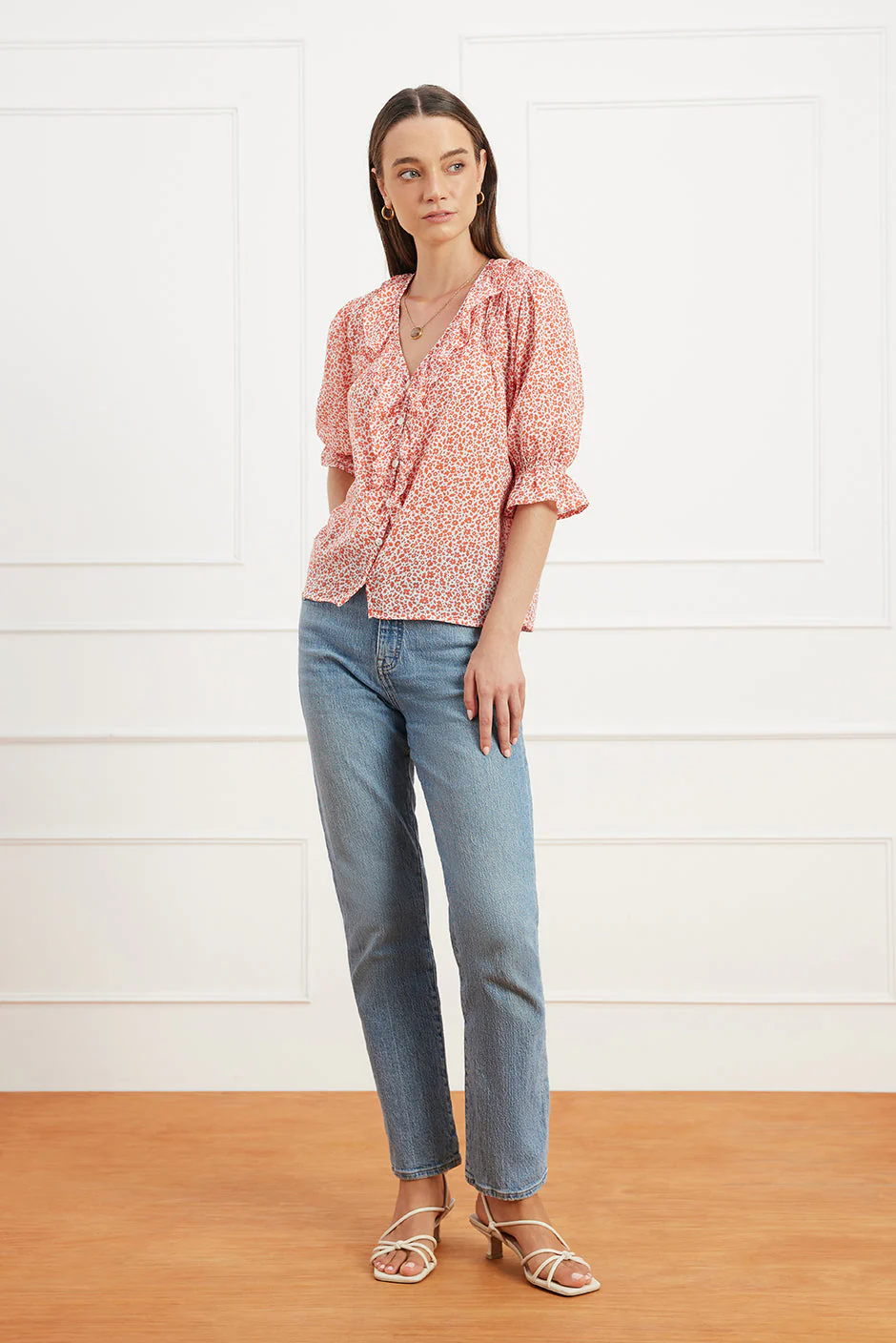 Chloe Shirt in Chili Vintage Bloom - Image 4