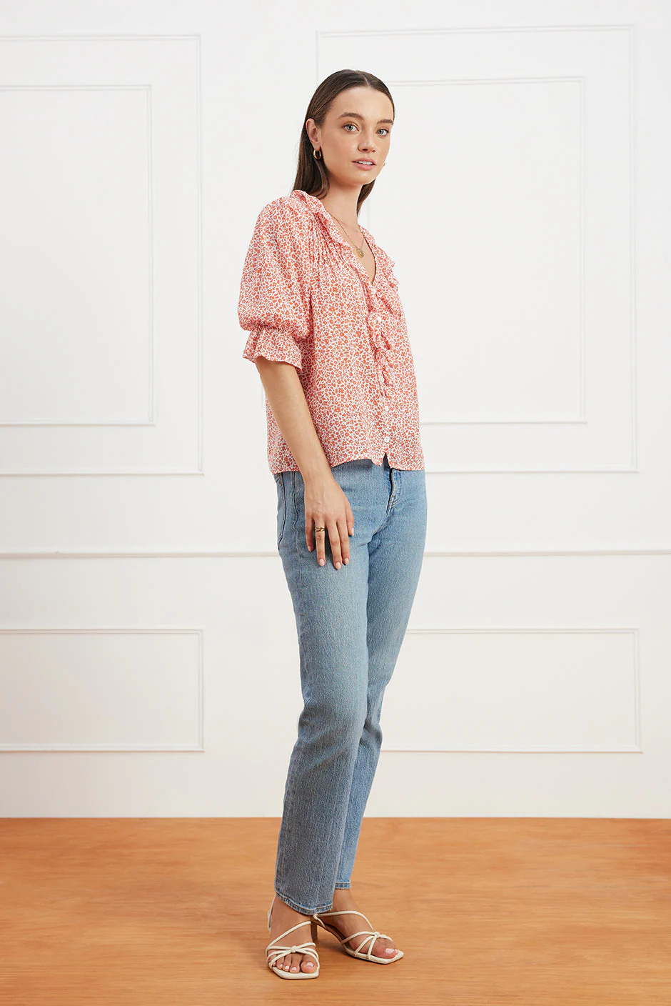 Chloe Shirt in Chili Vintage Bloom - Image 5