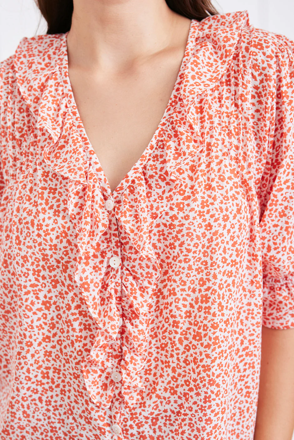 Chloe Shirt in Chili Vintage Bloom - Image 7