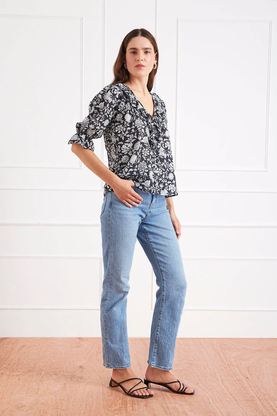 Chloe Shirt in Midnight Garden - Image 3