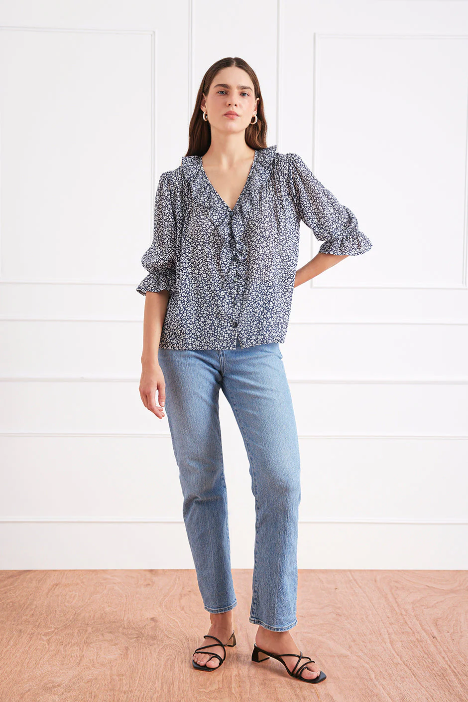 Chloe Shirt in Navy Vintage Bloom - Image 3