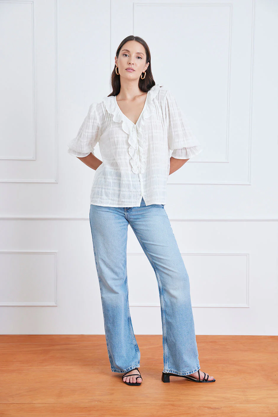 Chloe Shirt in Off White Plaid - Image 2
