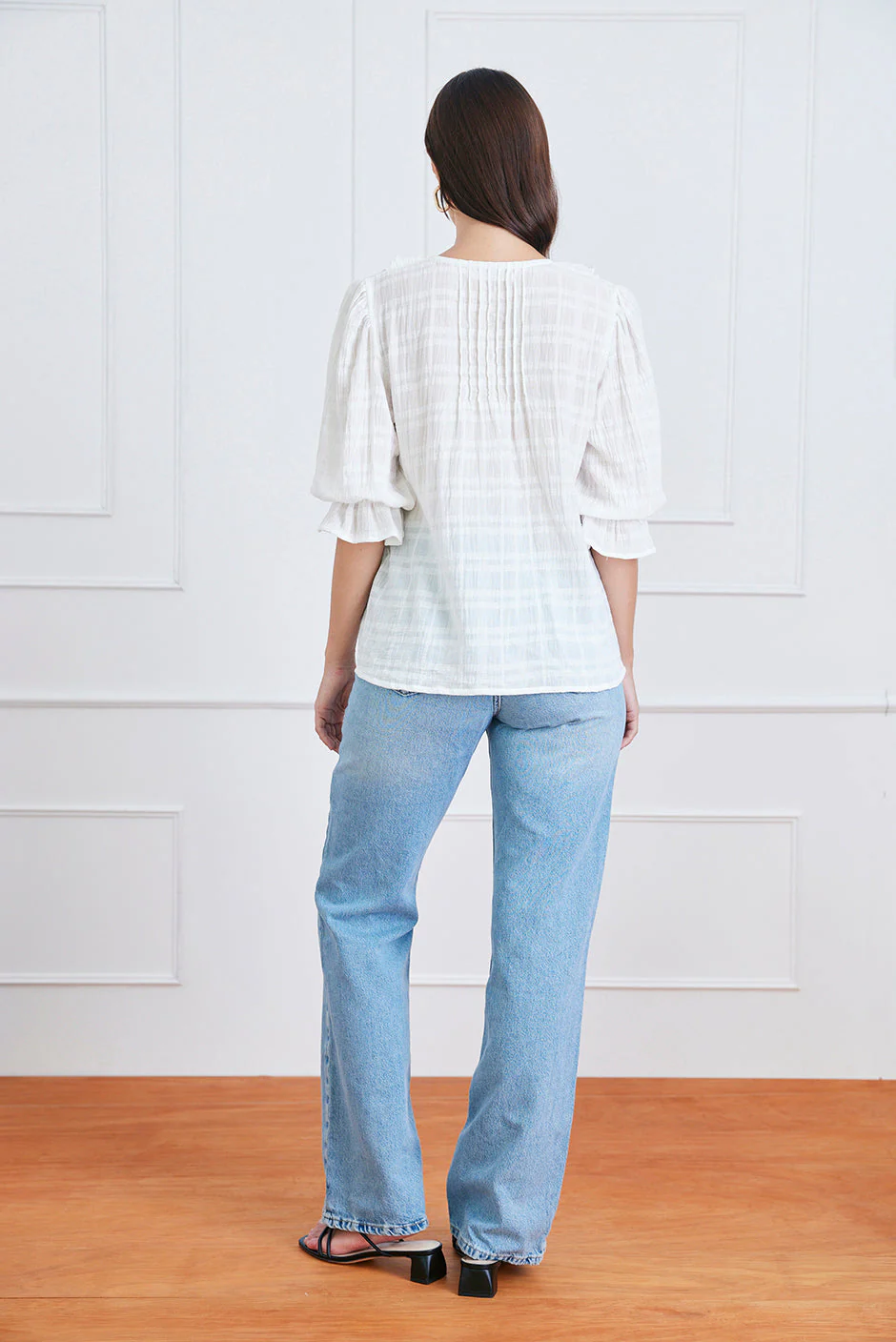 Chloe Shirt in Off White Plaid - Image 4