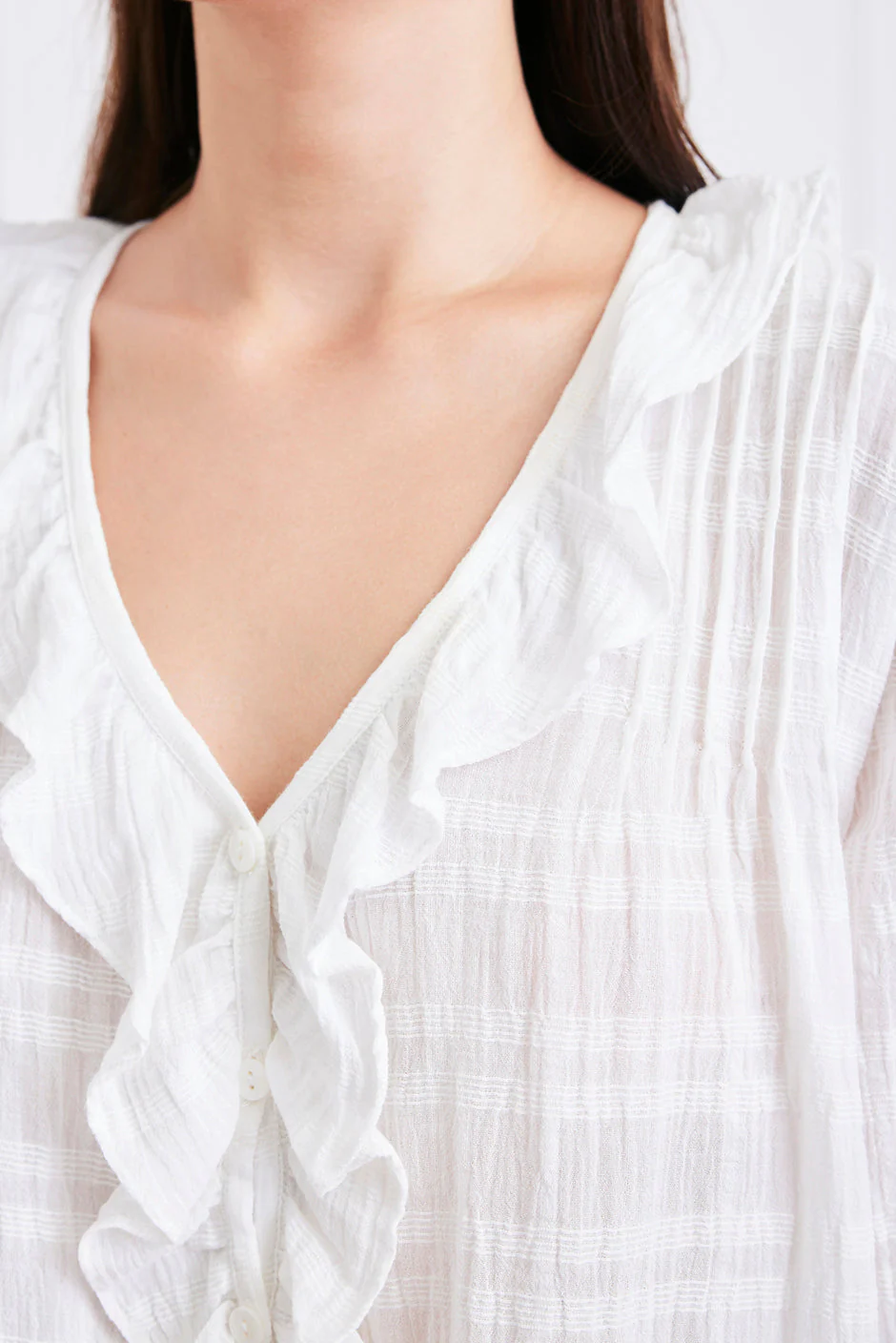 Chloe Shirt in Off White Plaid - Image 5