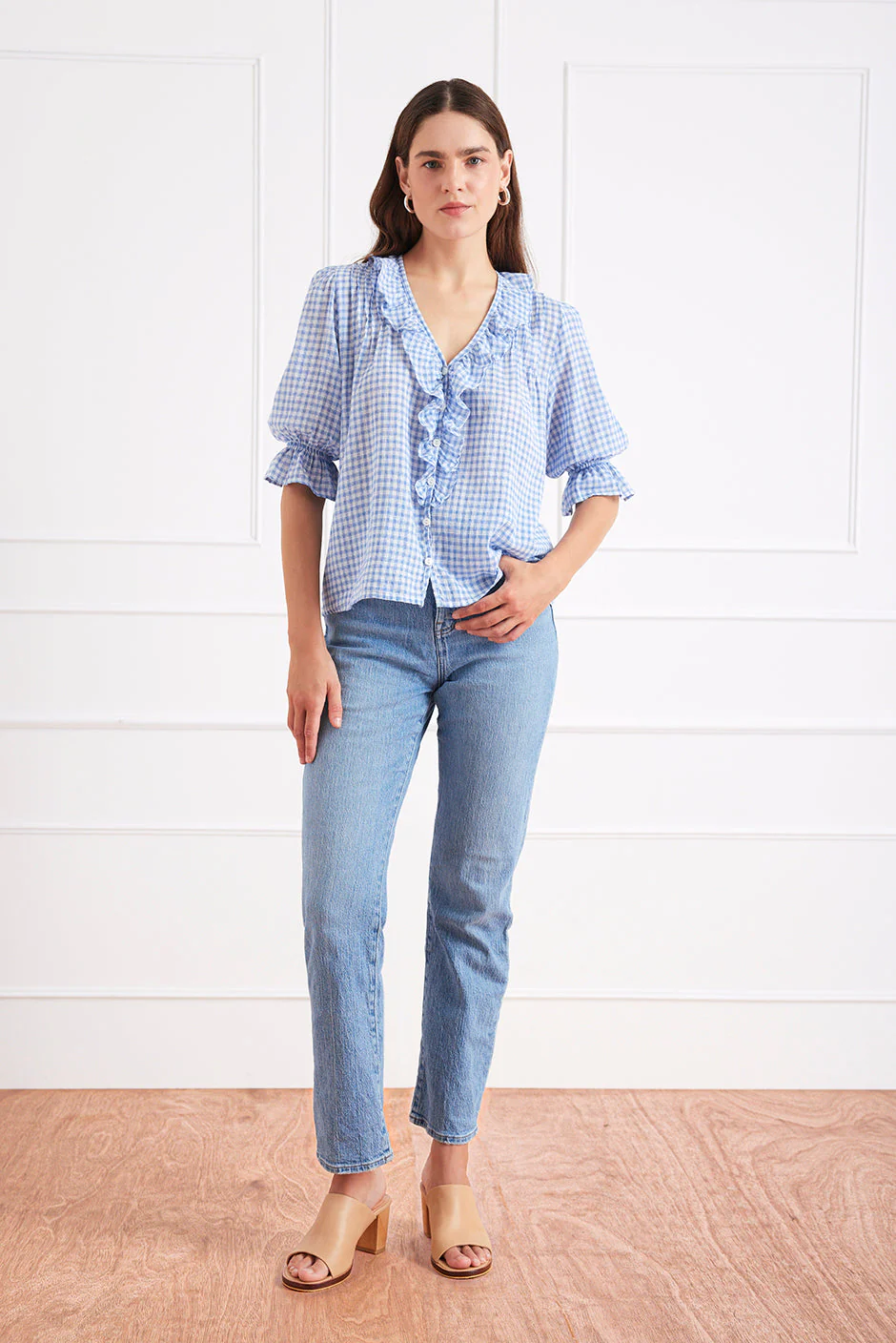 Chloe Shirt in Petite Blue Plaid - Image 2