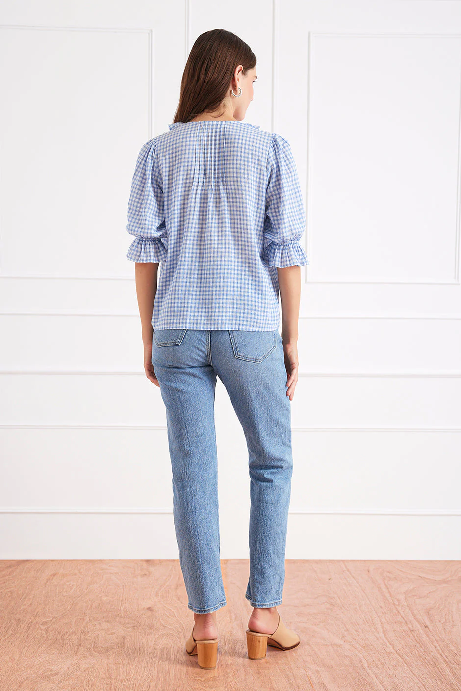 Chloe Shirt in Petite Blue Plaid - Image 4